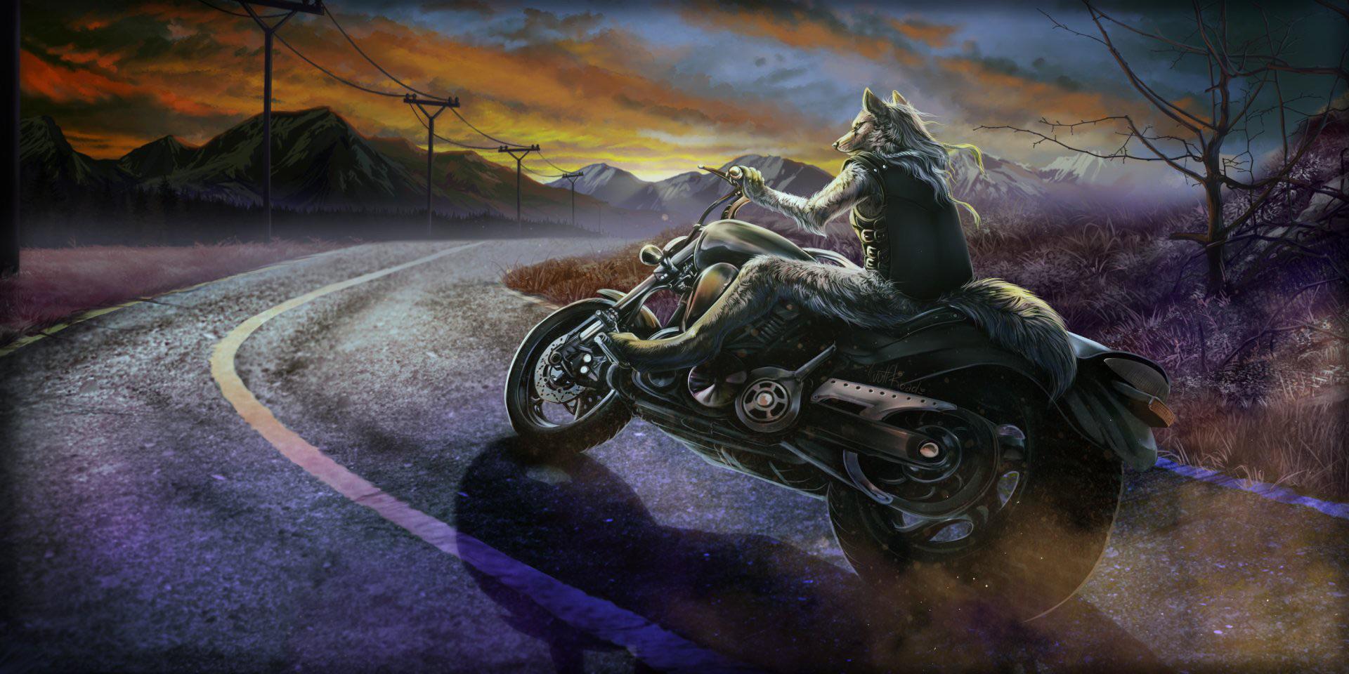 Werewolf biking down the street epically